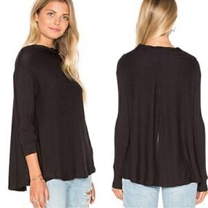 We The Free LOVER Pullover Split Back Rib Knit Black Sweater size M